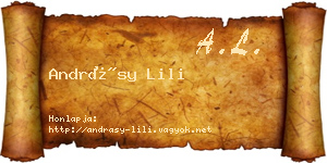 Andrásy Lili névjegykártya